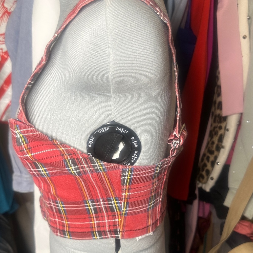 Forever 21 Red Plaid Crop Top with Zipper - Picture 3 of 6